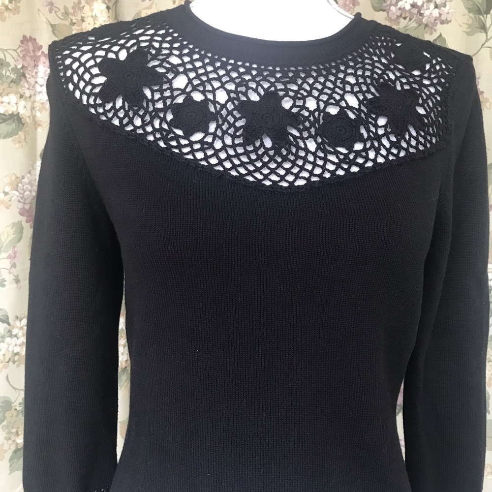 Context Petite Crochet Yoke & Sleeve Sweater